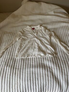 Mossimo White Embroidered Boho Peasant Blouse - Women’s Size Small - Gauze Tunic